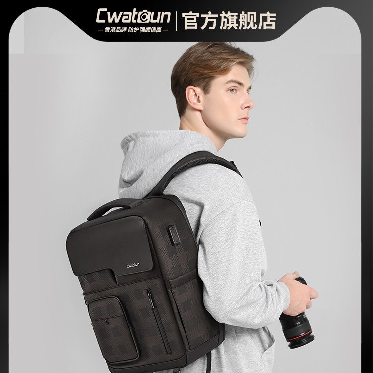 Cwatcun香港品牌侧开取机户外双肩摄影背包相机镜头单反相机收纳包适用于索尼佳能尼康相机包图片