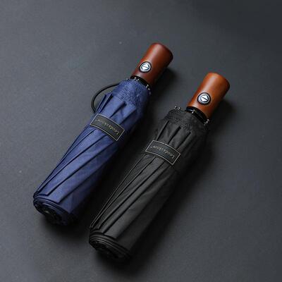 欧士多娜三印折全自动伞10抗骨务黑胶简约加固风商151220雨伞男lo