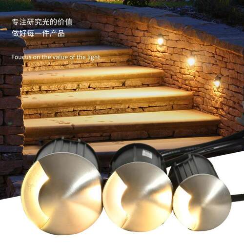 led不锈钢透光地埋灯1W户外防水嵌入式步道灯3W侧面发光台阶灯