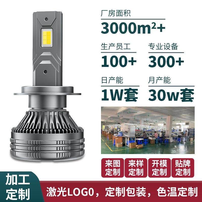 汽车led大灯超亮黄金光雾灯改装H7白光三色led汽车大灯通用前大灯