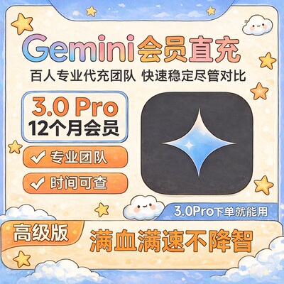 GeminiPro3/2.5/3.0代充会员
