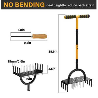 热销草坪松土器翻土器带柱钉子Lawn Aerator Spike Manual Tool