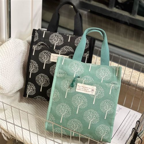 新款帆布手提饭盒包学生上班手拎便当包补课袋文件包手拎妈咪包