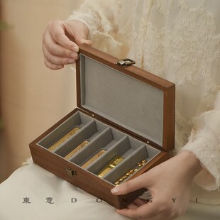 东意胡桃木10hg20g金条专用收纳盒1g金豆高级感首饰盒木质便携桌