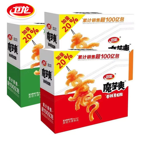 卫龙魔芋爽加量装18g麻酱素毛肚辣条香辣麻辣酸辣解馋零食素肉