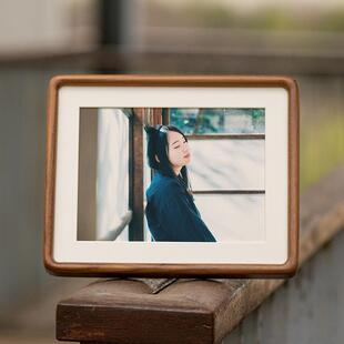 高级感实木相框桃黑榫卯圆弧胡木复榫卯圆角6寸框7古寸10寸画摆台