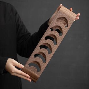 日式实木杯架茶杯收架胡879789纳木晾杯架茶具笑桃道口杯架沥水架