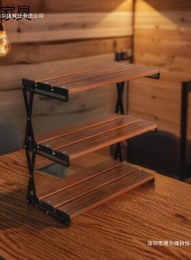 户外置PiJGrcd8物可折叠便式电脑携桌架整理架竞电桌搭三层收纳架