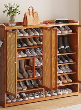 鞋家柜日式简约编防尘收纳鞋架QQC用门口玄关柜小户型体大容量藤