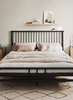 北欧简约铁艺床现代双人床加固铁床1m1.5米1.8米宿舍床单人铁架床