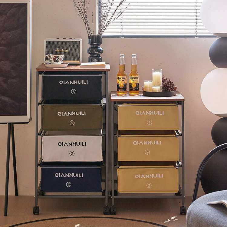 工业风抽屉式收纳柜移动带轮中古置物架电脑桌下储物柜日式收纳箱