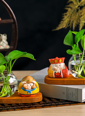 创意水培植物黄金葛水培花器花瓶客厅插花小摆件装饰品透明玻璃器