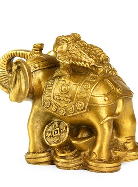 纯铜象上金蟾摆件客厅家居装饰工艺品迁乔招财开业礼品大象装饰品