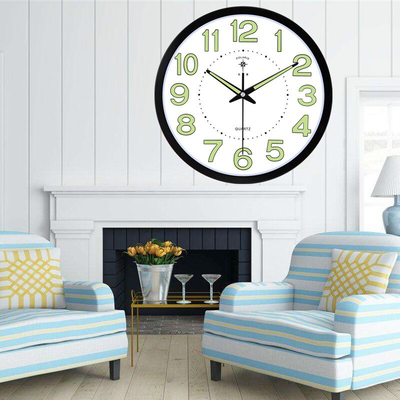 北极星夜光客厅静音挂钟卧室现代创意钟表时尚圆形家用大气石英钟