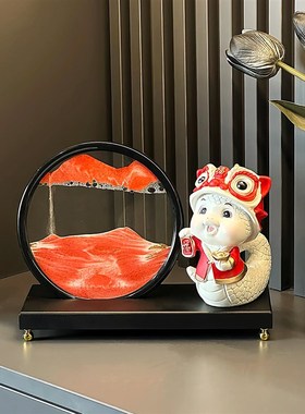2025蛇年吉祥物流沙画摆件客厅电视柜酒柜玄关轻奢高档高级装饰品
