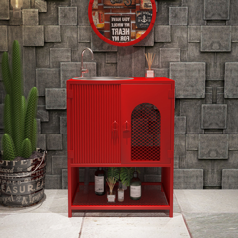 复古工业风洗手盆铁艺洗手台卫生间落地式台盆KTV酒吧立柱洗漱台