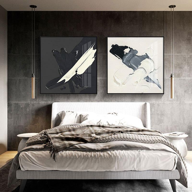 现代装饰画抽象油画客厅餐厅组合挂画黑白极简创意时尚办公室壁画