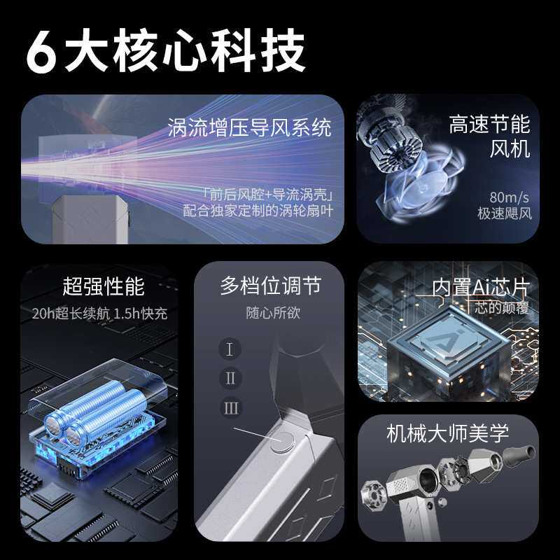13万转暴力涡轮风扇手持户外多功能吹风机便捷迷你版大功率电动