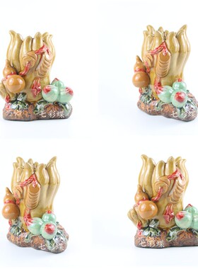 石湾陶瓷公仔佛手花瓶水培植物花插工艺品玄关家居吉祥摆件装饰品