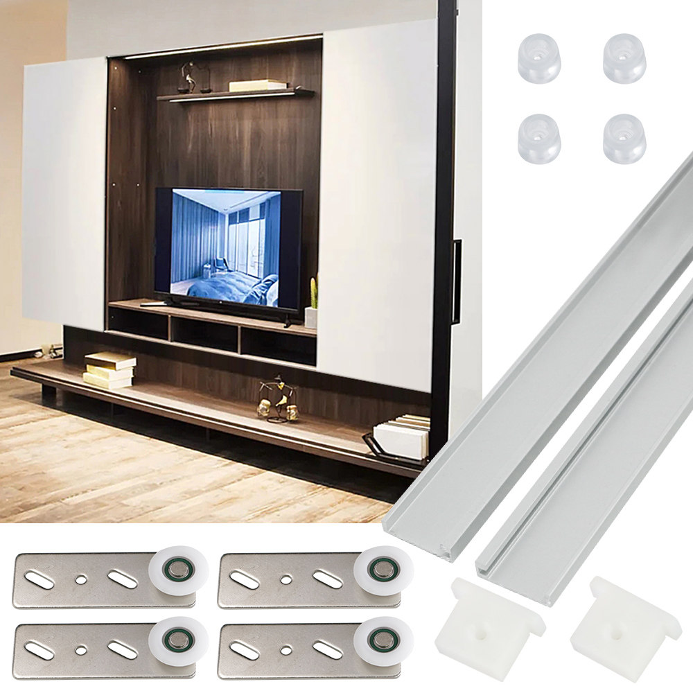 单门外挂式侧挂平移门轨道电视柜门单轨移动侧装滑动家具吊滑移门
