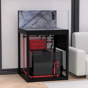 德彩鱼缸溪流缸水族箱底滤客厅造景金晶超白方缸岩板中型生态鱼缸