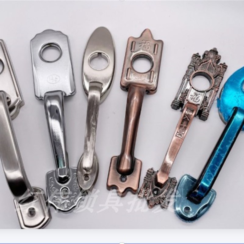 老式防盗门把手 小拉手 外装门锁拉手 铁门锁拉手 大孔 红古铜色