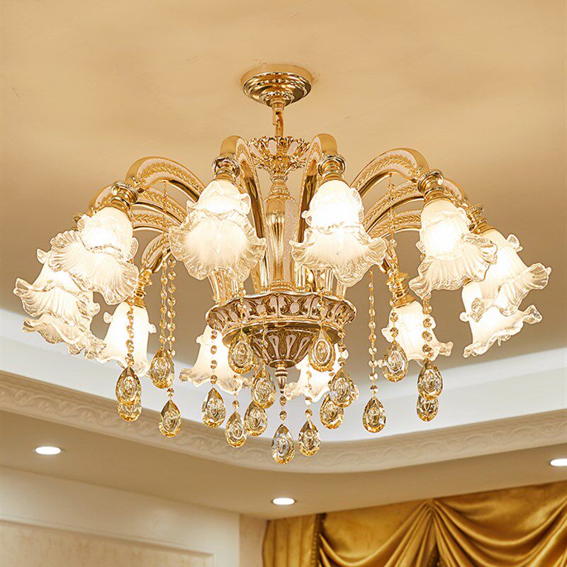 欧式客厅吊灯现代简约轻奢餐厅卧室主灯朝下简欧大厅新款水晶灯具