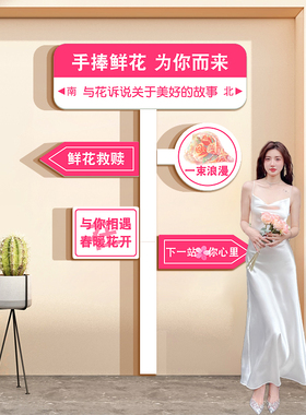 网红拍照区布置打卡背景鲜花店门口吸引人墙面软装饰用品贴纸摆件