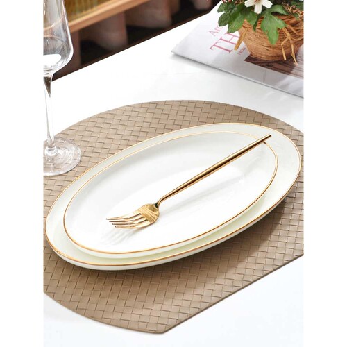 鱼盘家用碟子大号菜盘2025新款椭圆形蒸鱼盘高颜值骨瓷餐具