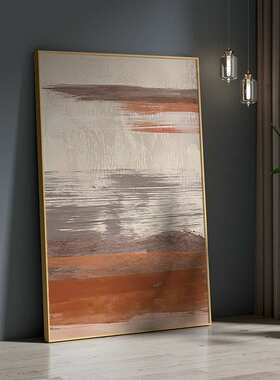 现代轻奢客厅入户玄关装饰画抽象橙色艺术墙壁极简落地大尺寸挂画