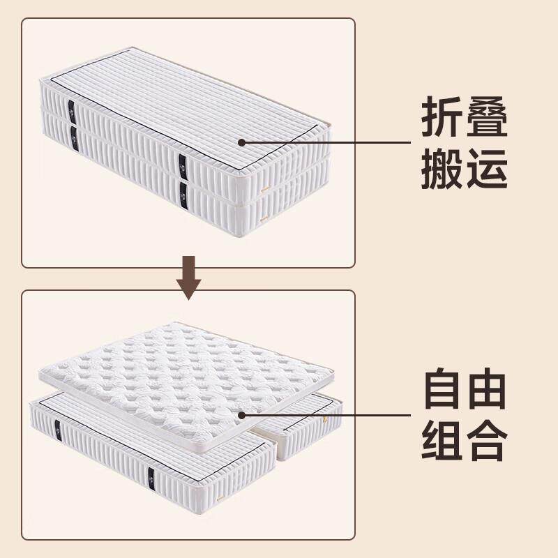 蓝思智造黄麻乳胶床垫双人独立袋弹簧可折叠床垫三合一伴侣式复式