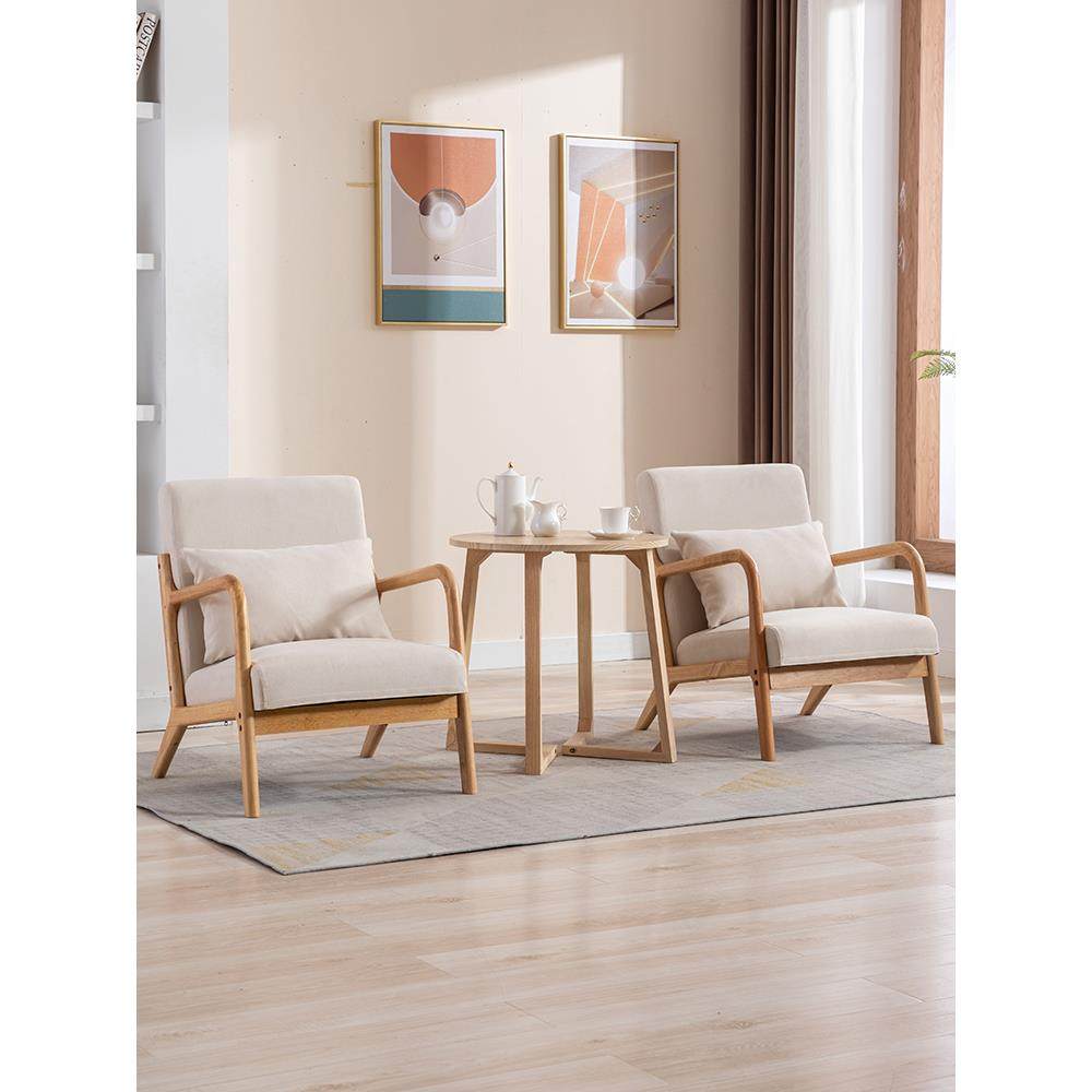 日式卧室阳台网红小户型客厅原木懒人双人椅子单人小沙发茶几组合