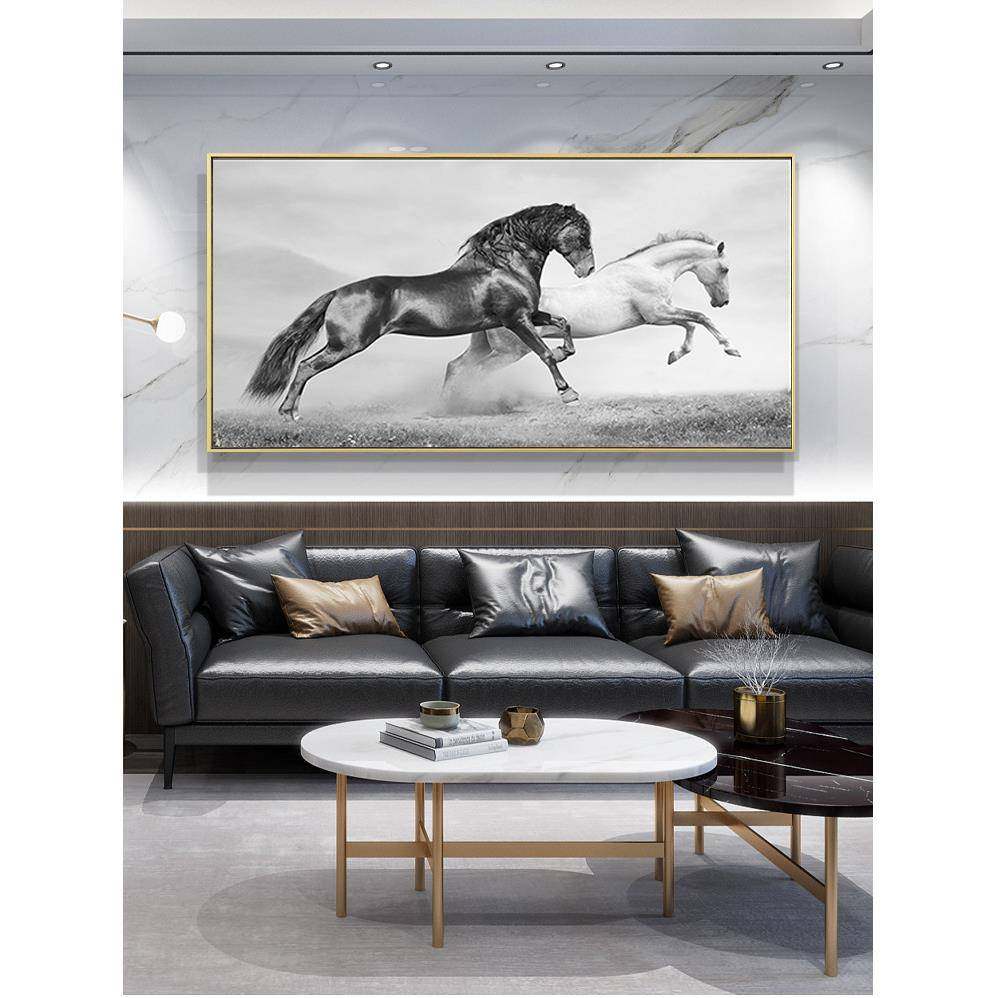 马到成功客厅装饰画现代简约办公室挂画骏马奔驰书房画大幅餐厅画