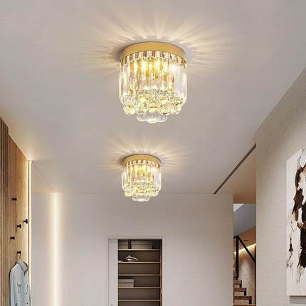 水晶过道灯现代简约走廊灯玄关灯阳台灯led欧式吸顶灯入户灯小灯