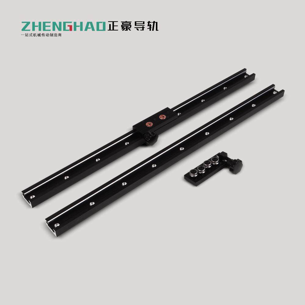 SGR内置双轴心滚轮直线导轨黑色带四轮梅花锁紧手柄限位滑块模组