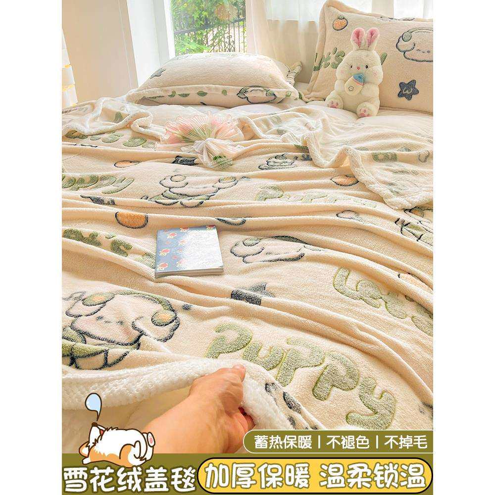 加厚雪花绒毛毯冬季珊瑚绒小毯子办公室午睡毯加绒沙发毯床单被毯