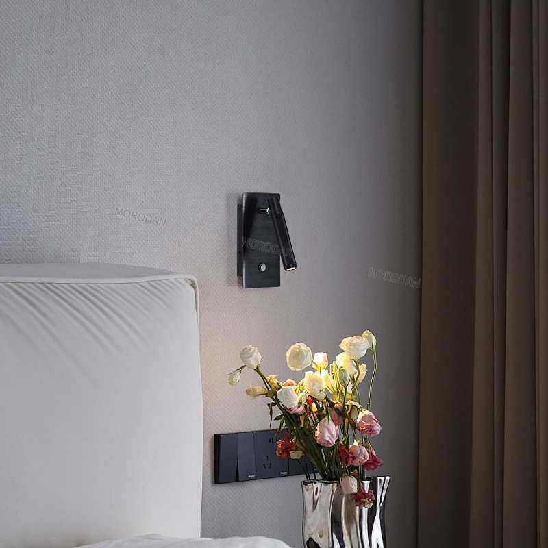 极简酒店壁灯客厅墙壁旋转射灯科锐芯片简约书房阅读卧室床头壁灯