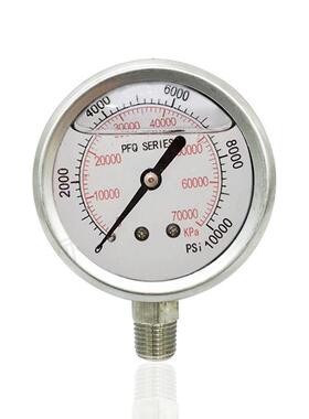 供应全钢充油注液压力表不锈钢耐震抗振径向立装YNBF6010000PSI