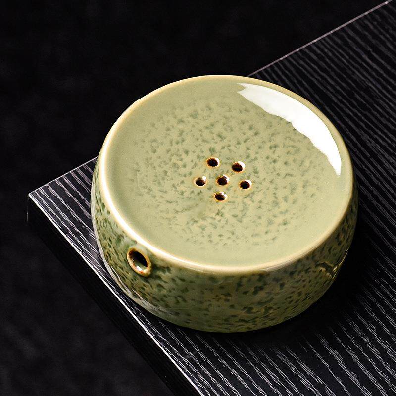 日式青竹绿釉壶承干泡台养壶茶承壶托茶具配件复古干泡盘储水建水