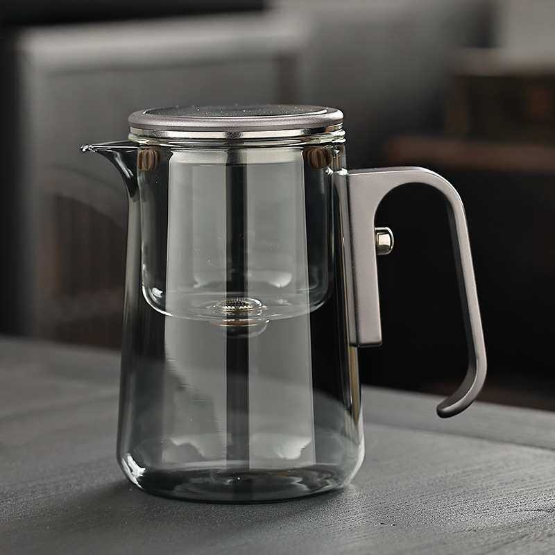 磁吸飘逸杯泡茶壶无杆一键下水办公茶具茶水分离杯家用冲茶