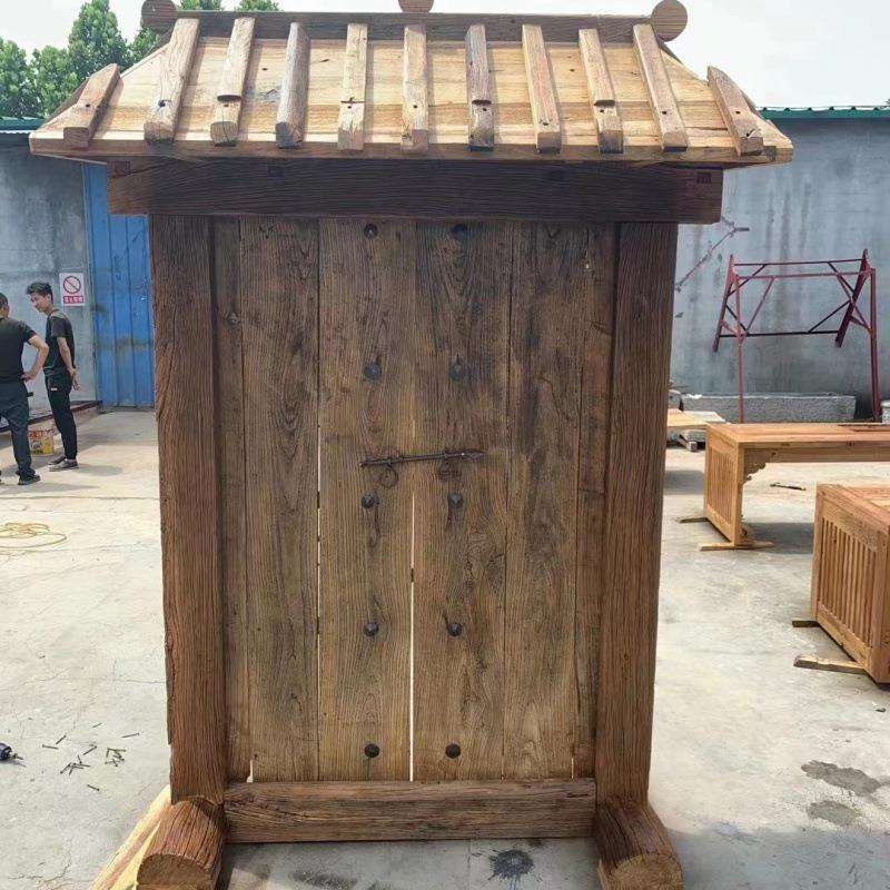 中式仿古老榆木进户双开门仿古民宿建筑庭院平开门式老榆木进户门