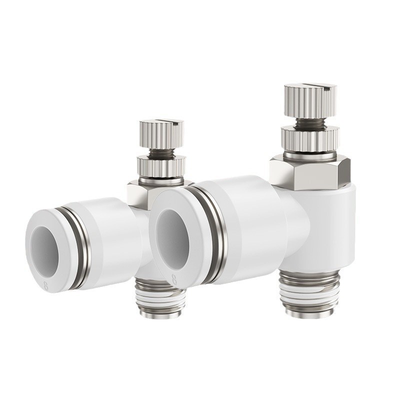 节流阀气动可调气管快速接头sl4/6/8-m5-01/02气缸调压调速调节插