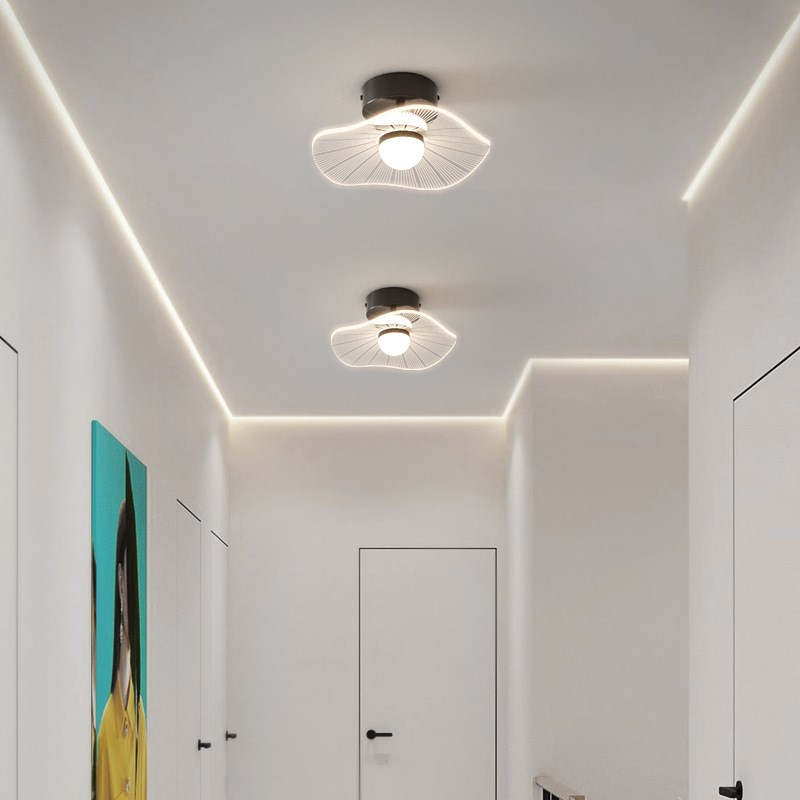 过道灯日式简约走廊楼梯阳台衣帽间门厅入户玄关全铜荷叶吸顶灯