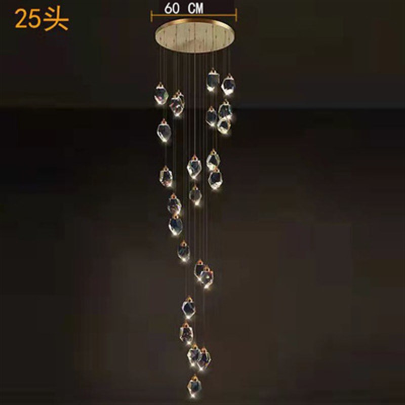 轻奢楼梯间长吊灯别墅复式楼跃层中空后现代简约挑空客厅水晶灯