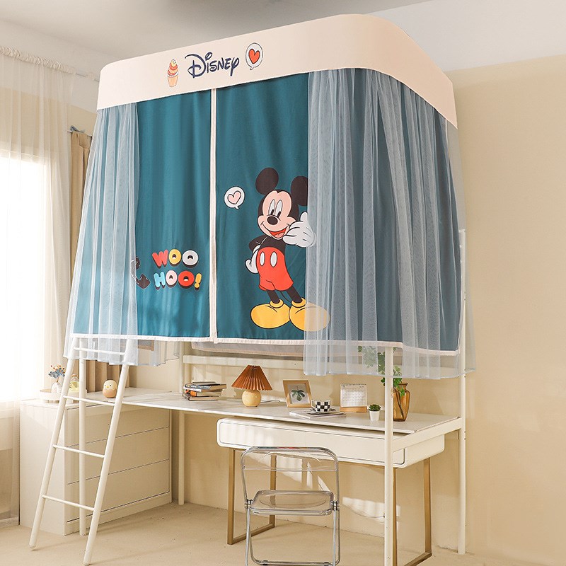 新款学生导轨遮光蚊帐宿舍一体式床帘带支架上下铺单人防尘顶蚊帐