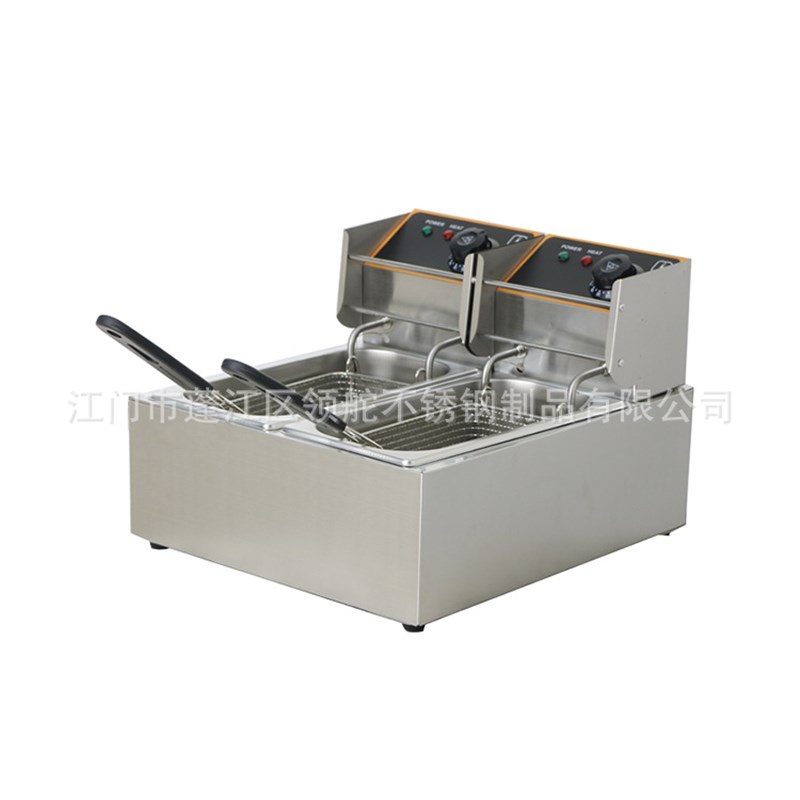 热销台式4L+4L升双缸温控商用电炸锅机商用小型迷你不锈钢炸炉