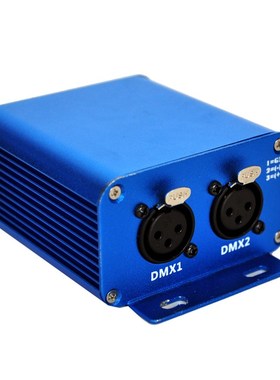 蓝色2路ARTNET舞台灯光网络信号传输控制器3芯输入输出带网络接口
