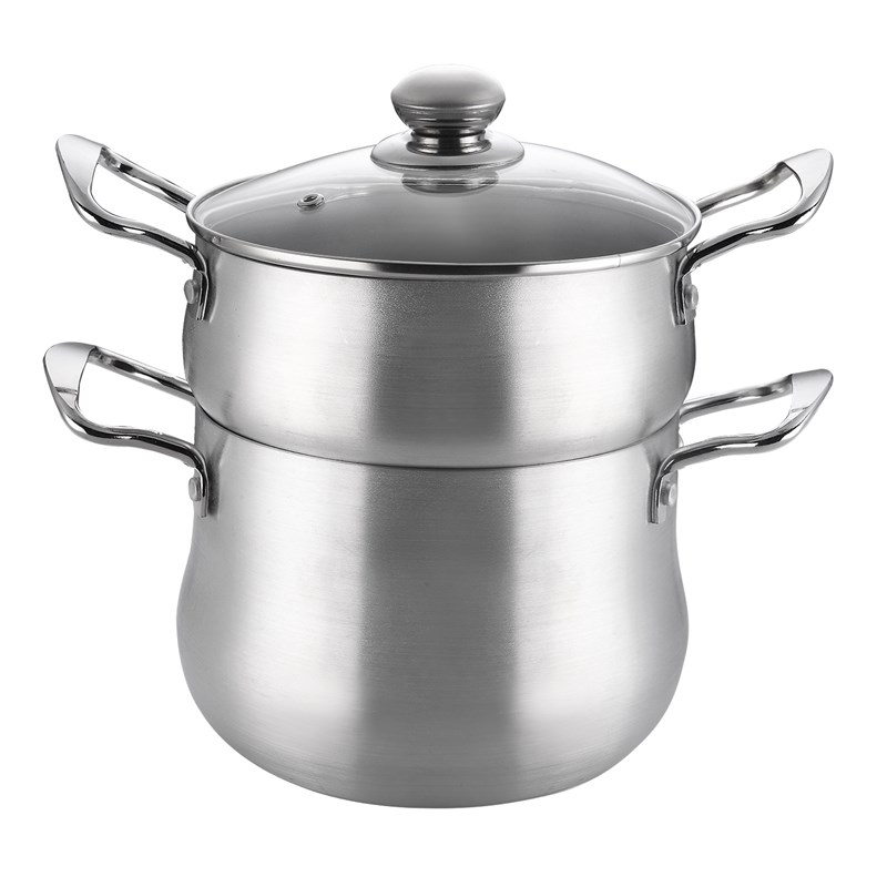 跨境中东直供销售铝制砂光锅双层烹饪18-24锅具套装蒸锅pots