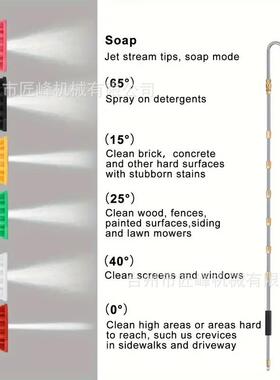 高压水枪不锈钢加长杆9根延长棒带6个喷嘴1/4英寸快速连接4000psi