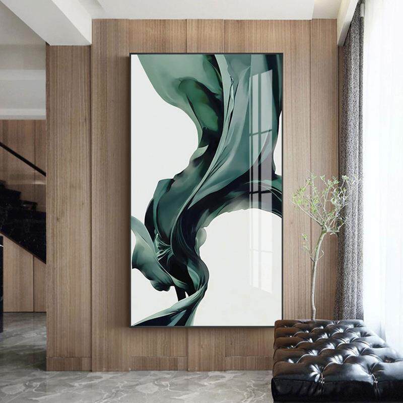 玄关装饰画现代简约抽象艺术走廊尽头挂画竖版轻奢风客厅壁画北欧